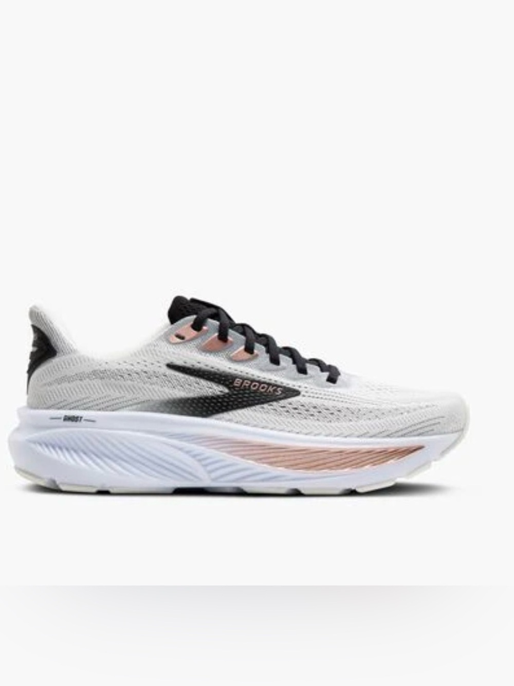 Brooks ghost 17 Cream Running Sneakers with Black and Pink Accents